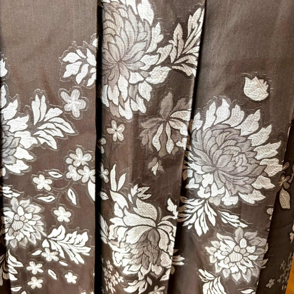 Ann Taylor Petites Brown Floral Jacquard Cotton Silk Pleated A-Line Skirt 14P - Picture 8 of 9